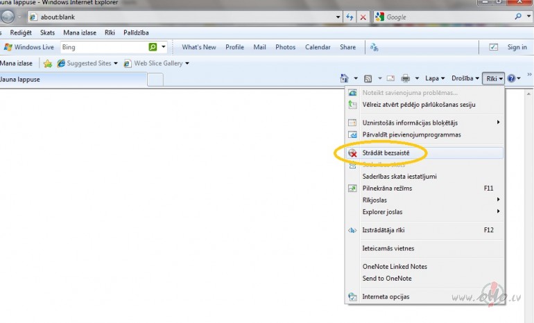 Internet Explorer never web lapas, Firefox atver. Kas varētu būt par vainu? foto
